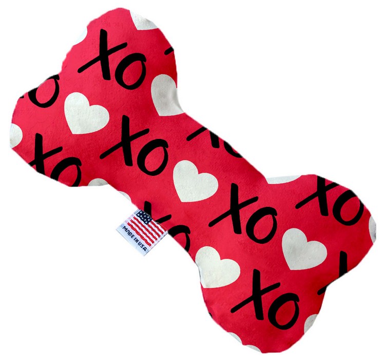 Red XOXO 6 inch Stuffing Free Bone Dog Toy